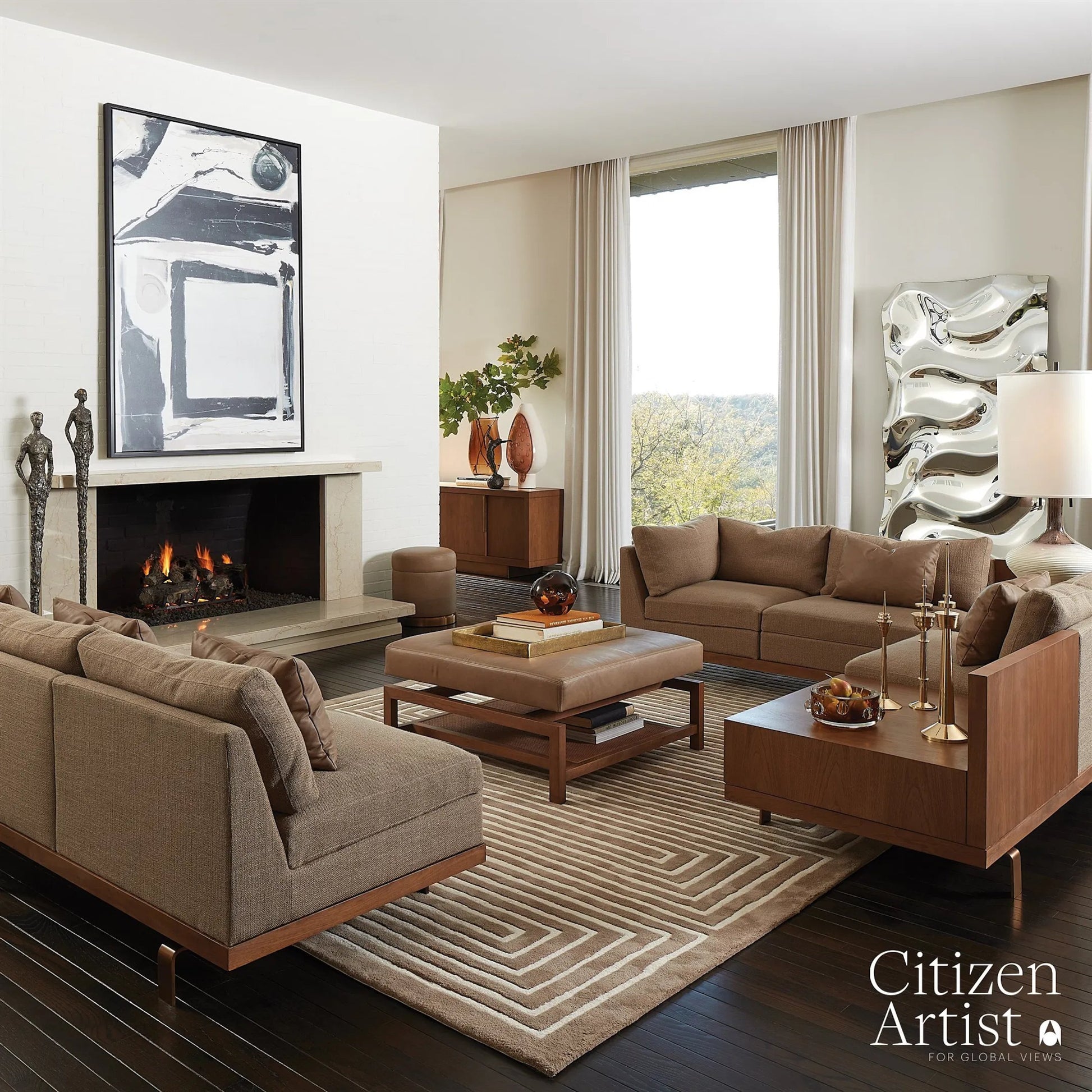 Ben Floor Mirror by Global Views in silver. Made from unique in a modern style.