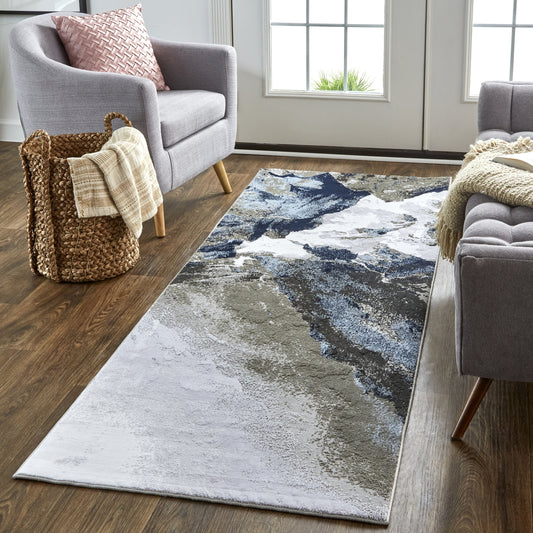 Gaspar Rug - 3838F by Feizy in blue, gray, white. Made from polypropylene, polyester in a unique style.