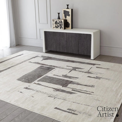 Edifice Rug by Global Views in cream, charcoal. Made from 80% viscose, 20% cotton (backing) in a unique style.