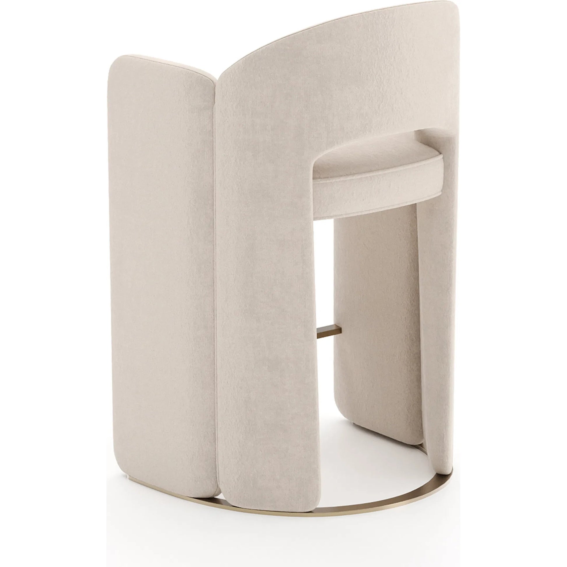 Overlap Counter Stool by Caracole in ivory and whisper of gold. Made from metal in a transitional style.