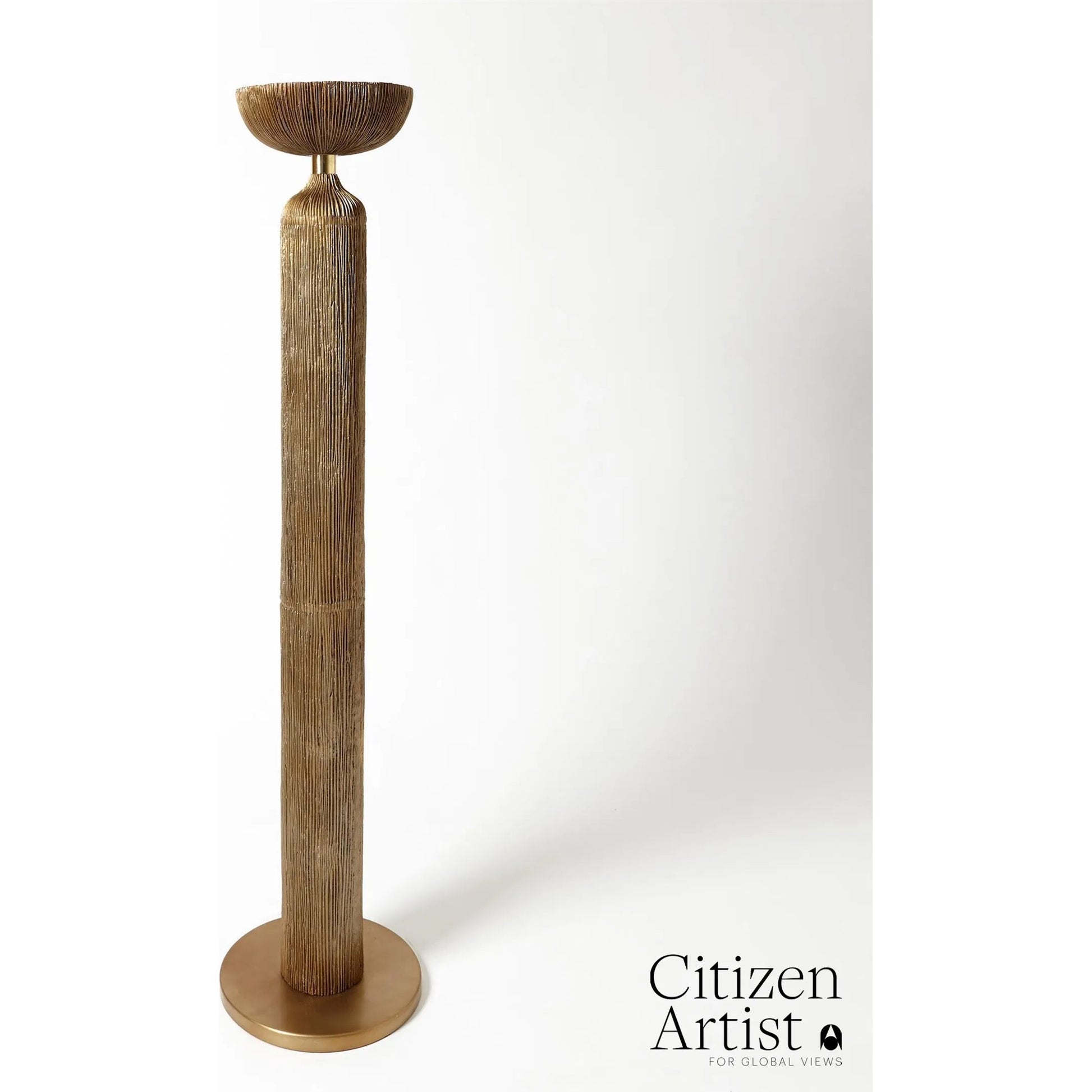 Ege Floor Lamp by Global Views in bronze. Made from aluminum in a eclectic & global style.