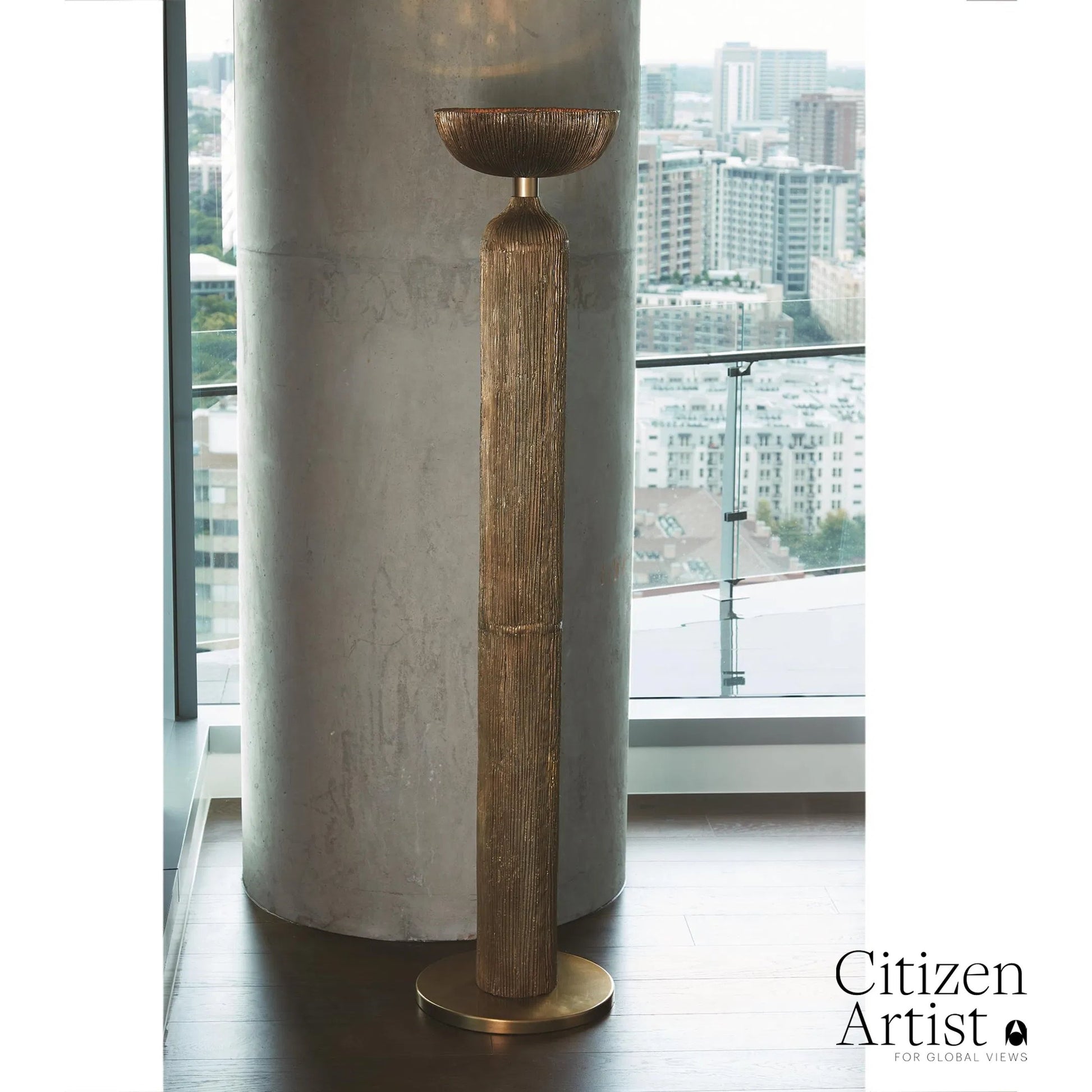 Ege Floor Lamp by Global Views in bronze. Made from aluminum in a eclectic & global style.