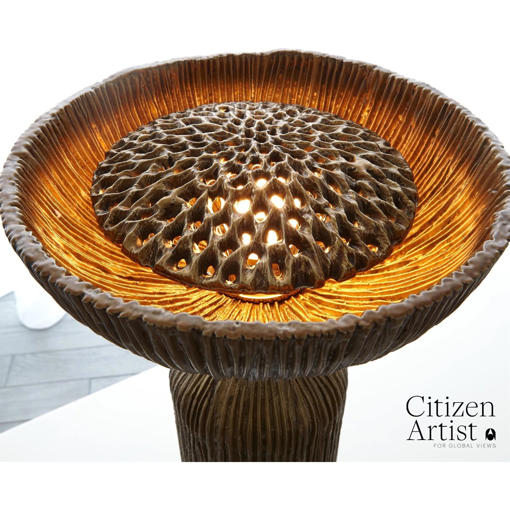 Ege Floor Lamp by Global Views in bronze. Made from aluminum in a eclectic & global style.