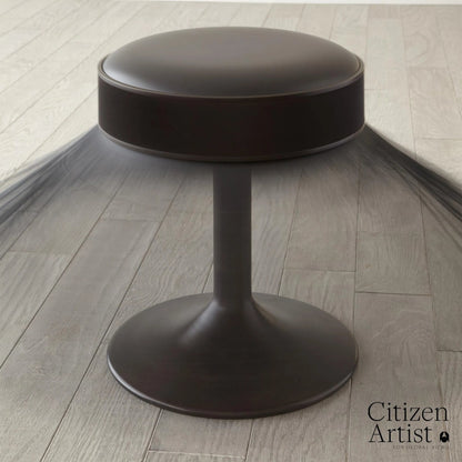 Grace Stool by Global Views in black. Made from brass, leather, mild steel in a eclectic & global style.