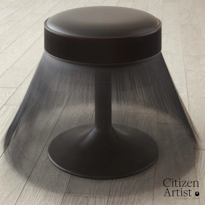 Grace Stool by Global Views in black. Made from brass, leather, mild steel in a eclectic & global style.