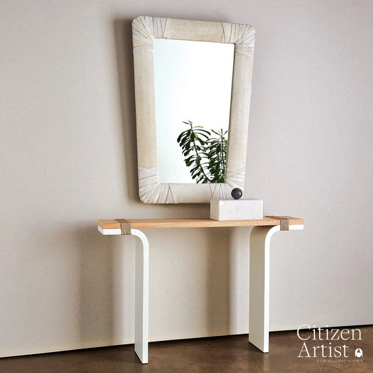 Gabriel Mirror by Global Views. Made from leather, mirror in a modern style.