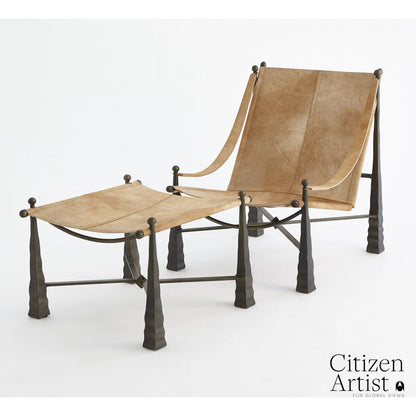 Cognac Chair by Global Views. Made from metal, cowhide in a rustic style.