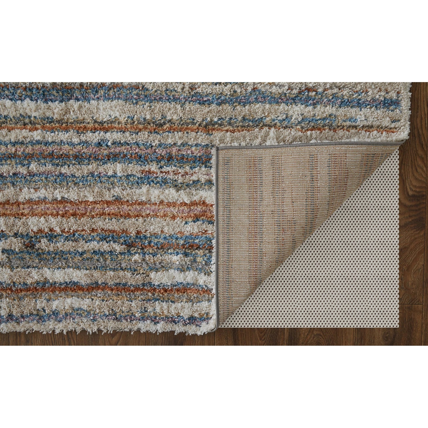 008 SI-2007159,SI-2007160,SI-2007161,SI-2007162,SI-2007163 | Closeup | Mynka Transitional Stripes Rug - 39IEF by Feizy in ivory, blue, orange. Made from polyester in a unique style.
