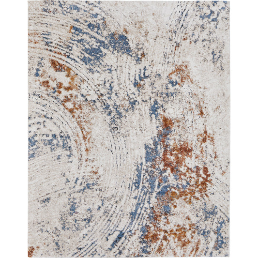 Gilmore Rug - 39MMF by Feizy in ivory, blue, orange. Made from polypropylene in a unique style.
