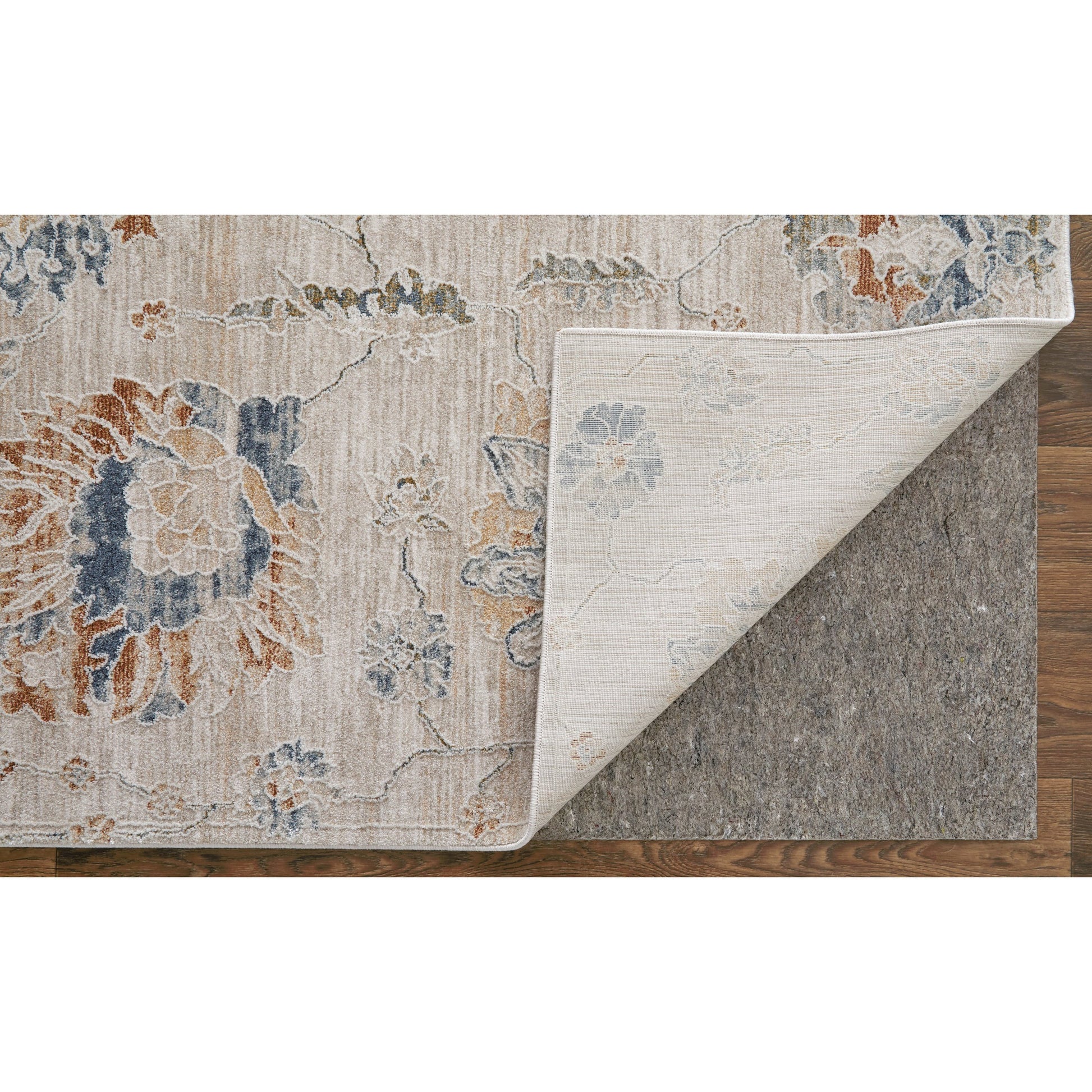 Pasha Transitional & Botanical Rug - 39M9F by Feizy in taupe, ivory, blue. Made from polyester in a unique style.