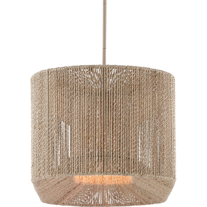 Mereworth Chandelier by Currey and Company in natural rope, beige. Made from wrought iron, abaca rope in a coastal style.