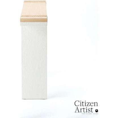 Debby Console by Global Views in white and oak. Made from unique in a transitional style.