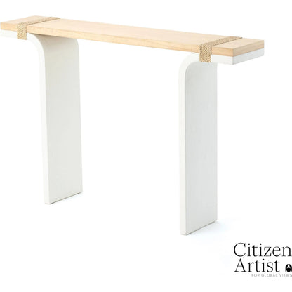 Debby Console by Global Views in white and oak. Made from unique in a transitional style.