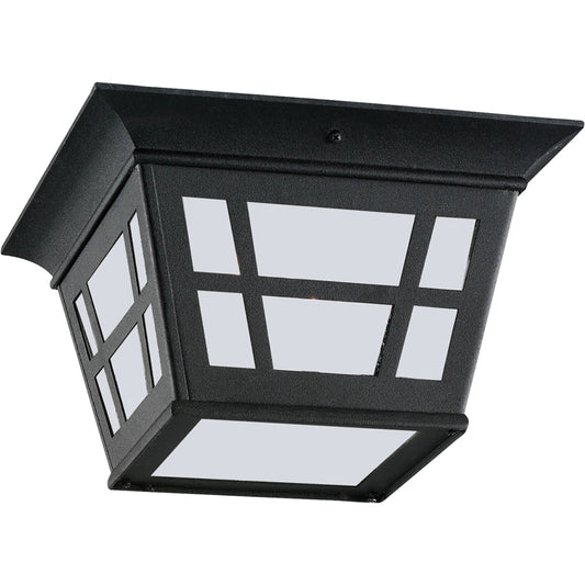 Herrington Two Light Outdoor Ceiling Flush Mount by Visual Comfort & Co. in black. Made from aluminum in a unique style.