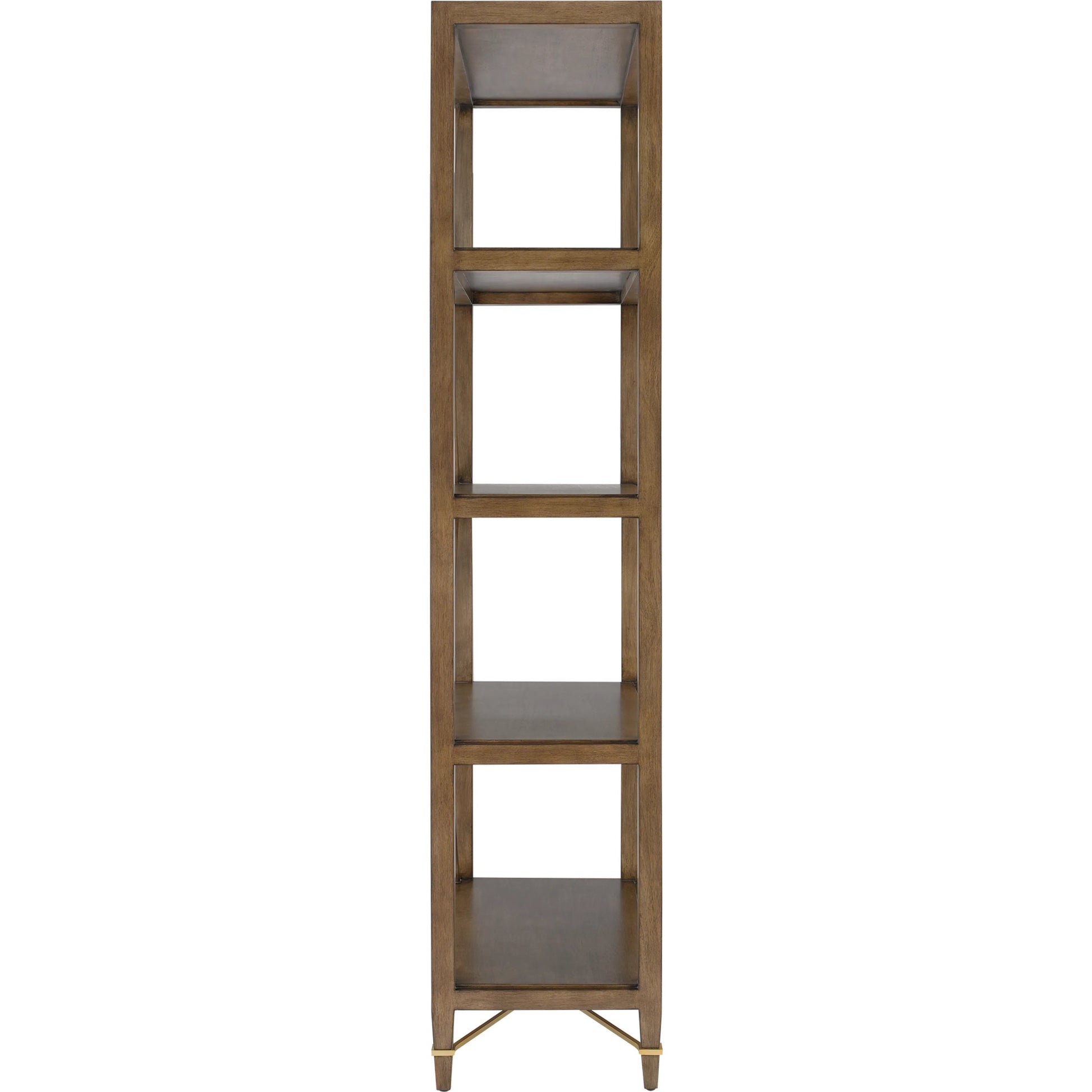 Verona Etagere by Currey and Company in chanterelle, champagne. Made from mahogany, iron in a transitional style.