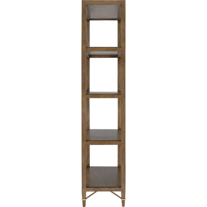 Verona Etagere by Currey and Company in chanterelle, champagne. Made from mahogany, iron in a transitional style.