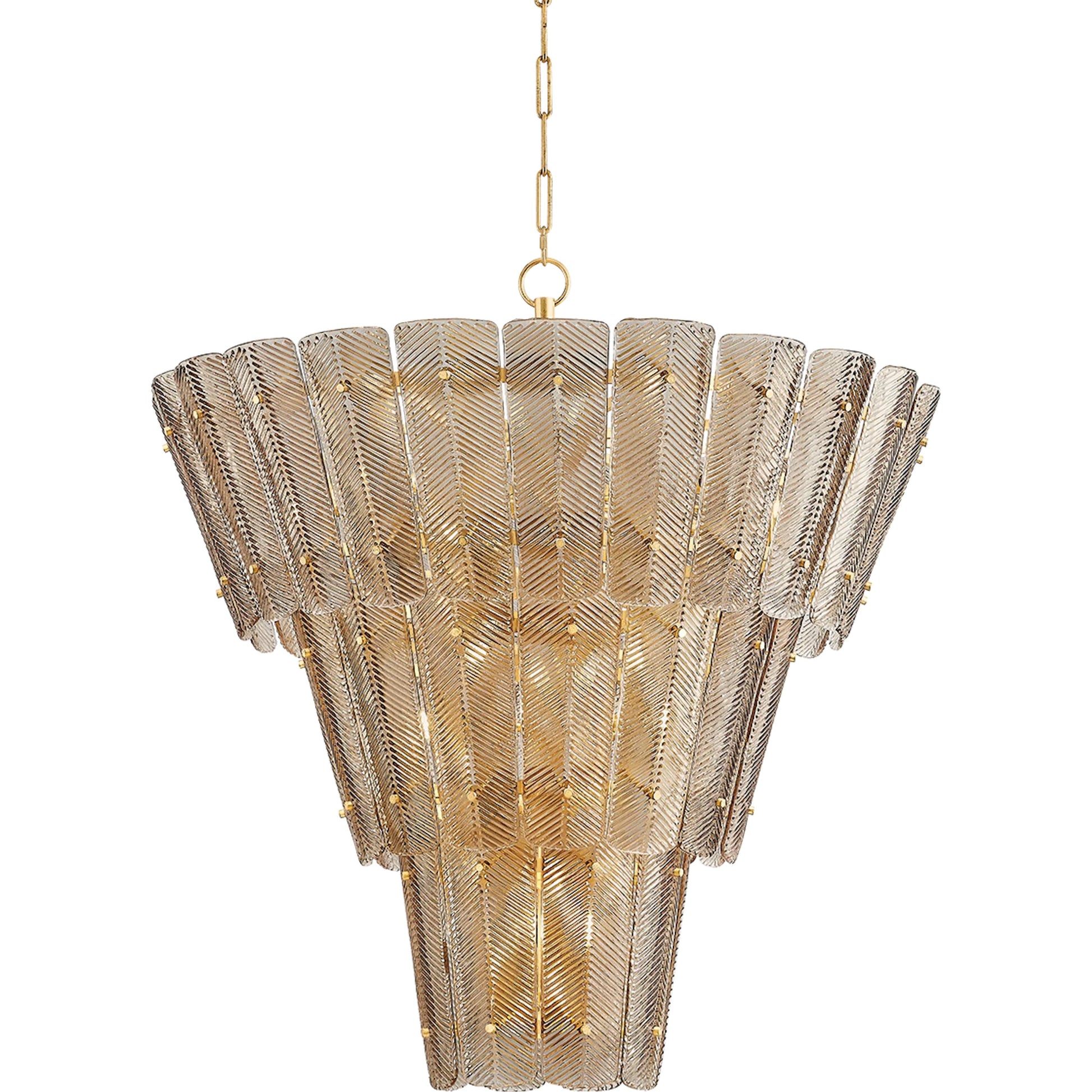 Cassian Chandelier by Hudson Valley in vintage gold leaf. Made from steel in a unique style.