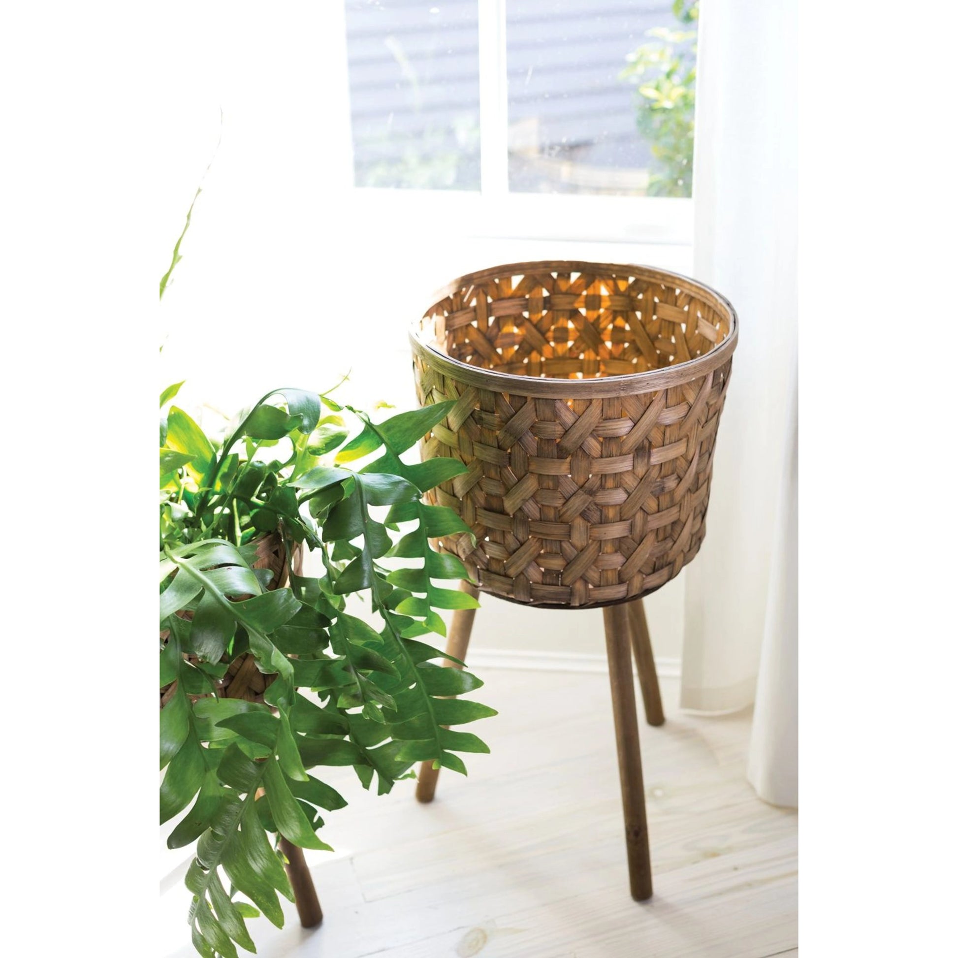 Bam Basket by Accent Decor in natural. Made from wood in a modern style.