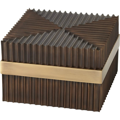 Magic Flute Square Box by Global Views in brass, bronze. Made from brass, mild steel in a modern style.