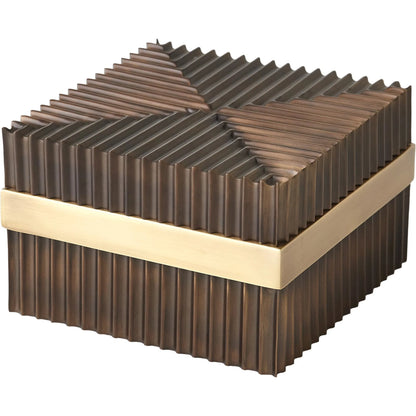 Magic Flute Square Box by Global Views in brass, bronze. Made from brass, mild steel in a modern style.