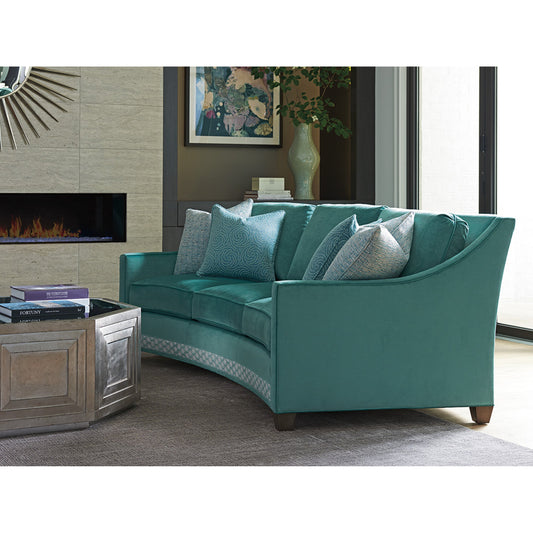 Valenza Curved Sofa by Lexington in green. Made from unique in a transitional style.