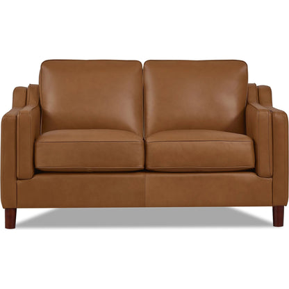 Bella 2-Seat Leather Sofa by Hydeline in cognac brown. Made from leather/split, solid hardwood kiln dried in a traditional style.