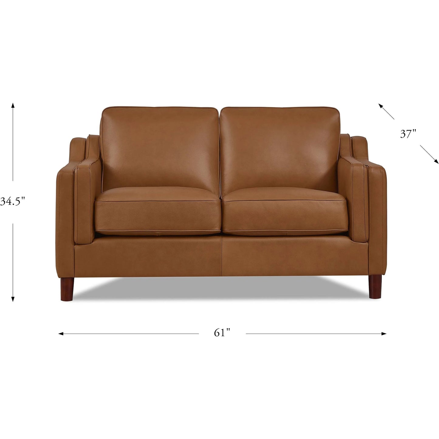 003 SI-2379356 | Additional Silo | Bella 2-Seat Leather Sofa by Hydeline in cognac brown. Made from leather/split, solid hardwood kiln dried in a traditional style.