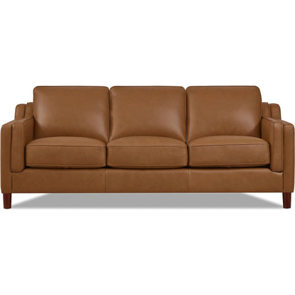 Bella 3-Seat Leather Sofa by Hydeline in cognac brown. Made from leather/split, solid hardwood kiln dried in a traditional style.