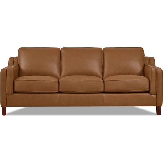 Bella 3-Seat Leather Sofa by Hydeline in cognac brown. Made from leather/split, solid hardwood kiln dried in a unique style.