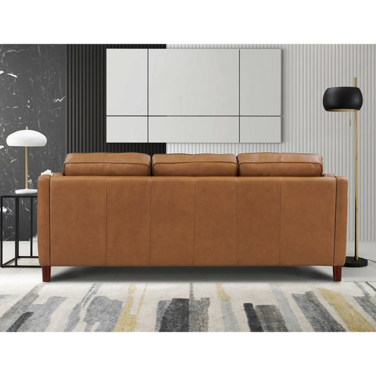 Bella 3-Seat Leather Sofa by Hydeline in cognac brown. Made from leather/split, solid hardwood kiln dried in a traditional style.