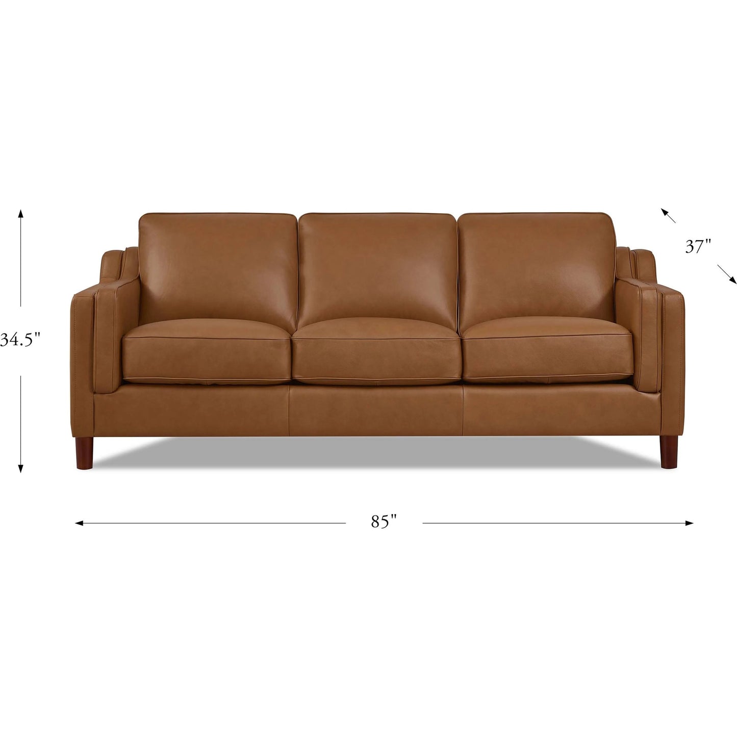 003 SI-2379358 | Additional Silo | Bella 3-Seat Leather Sofa by Hydeline in cognac brown. Made from leather/split, solid hardwood kiln dried in a traditional style.