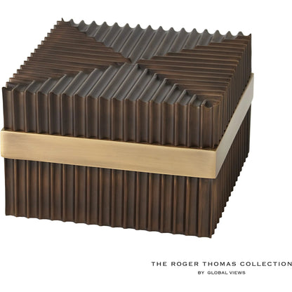 Magic Flute Square Box by Global Views in brass, bronze. Made from brass, mild steel in a modern style.