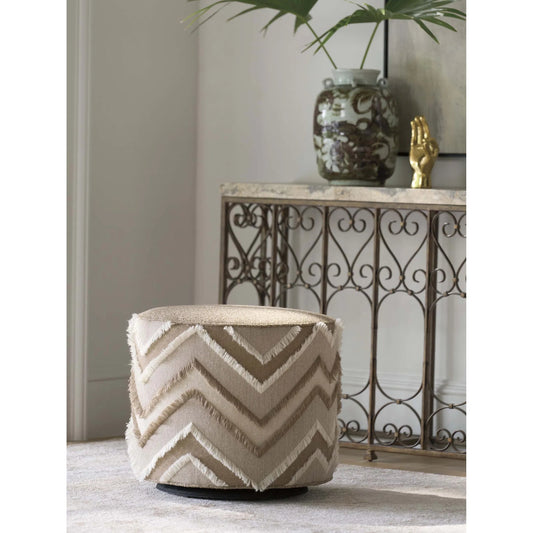 Waverly Pattern Swivel Ottoman by Lexington in beige, tan. Made from walnut, fabric in a unique style.