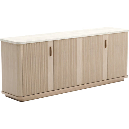 Rhythm Sideboard by Caracole in oak, linen and sun drenched oak. Made from oak in a transitional style.