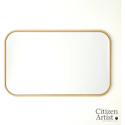 Narkissos Mirror by Global Views in white, red and oak. Made from unique in a transitional style.