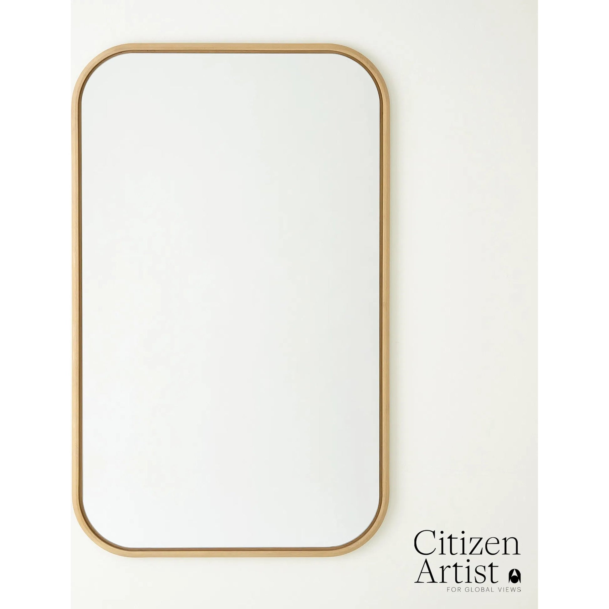 Narkissos Mirror by Global Views in white, red and oak. Made from unique in a transitional style.