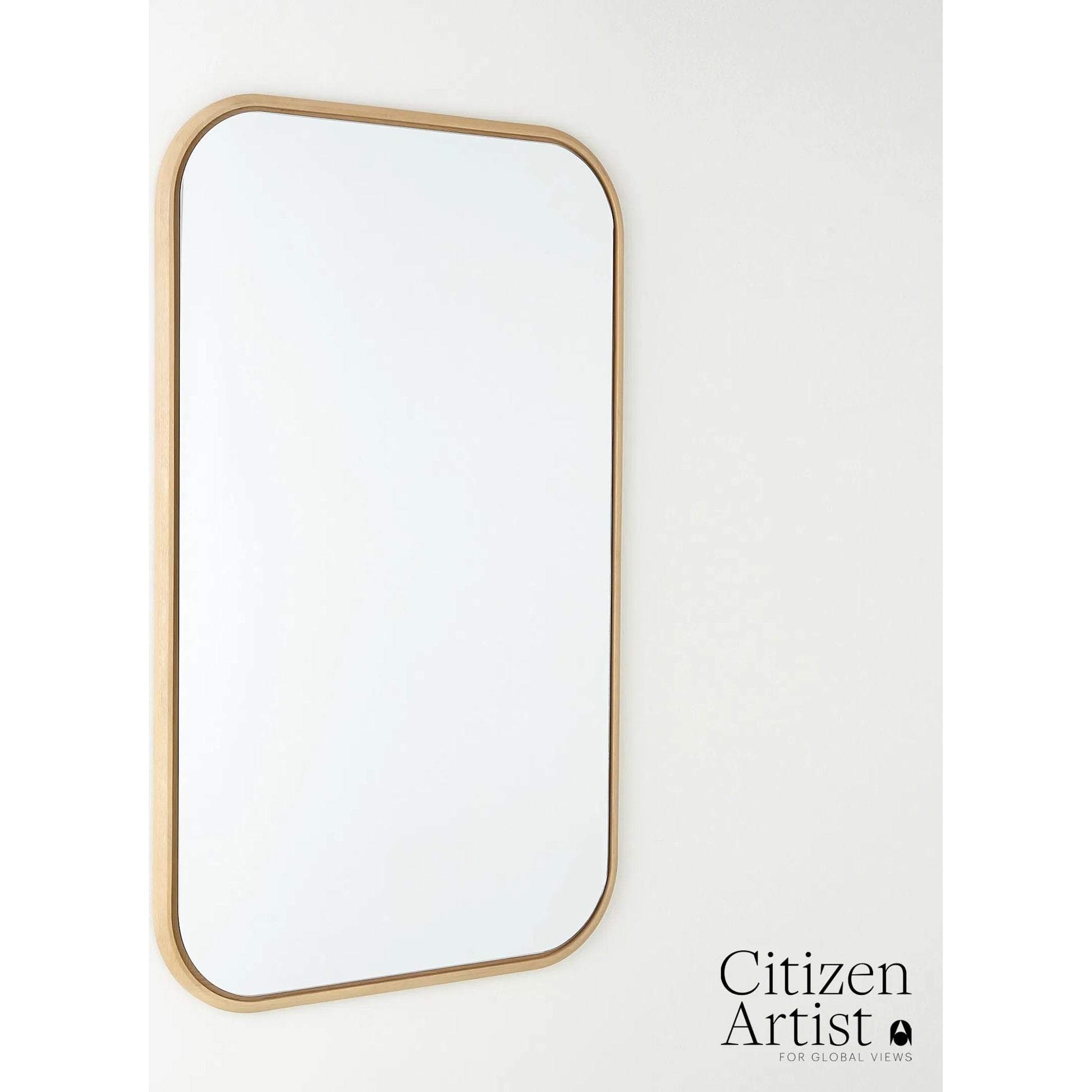 Narkissos Mirror by Global Views in white, red and oak. Made from unique in a transitional style.