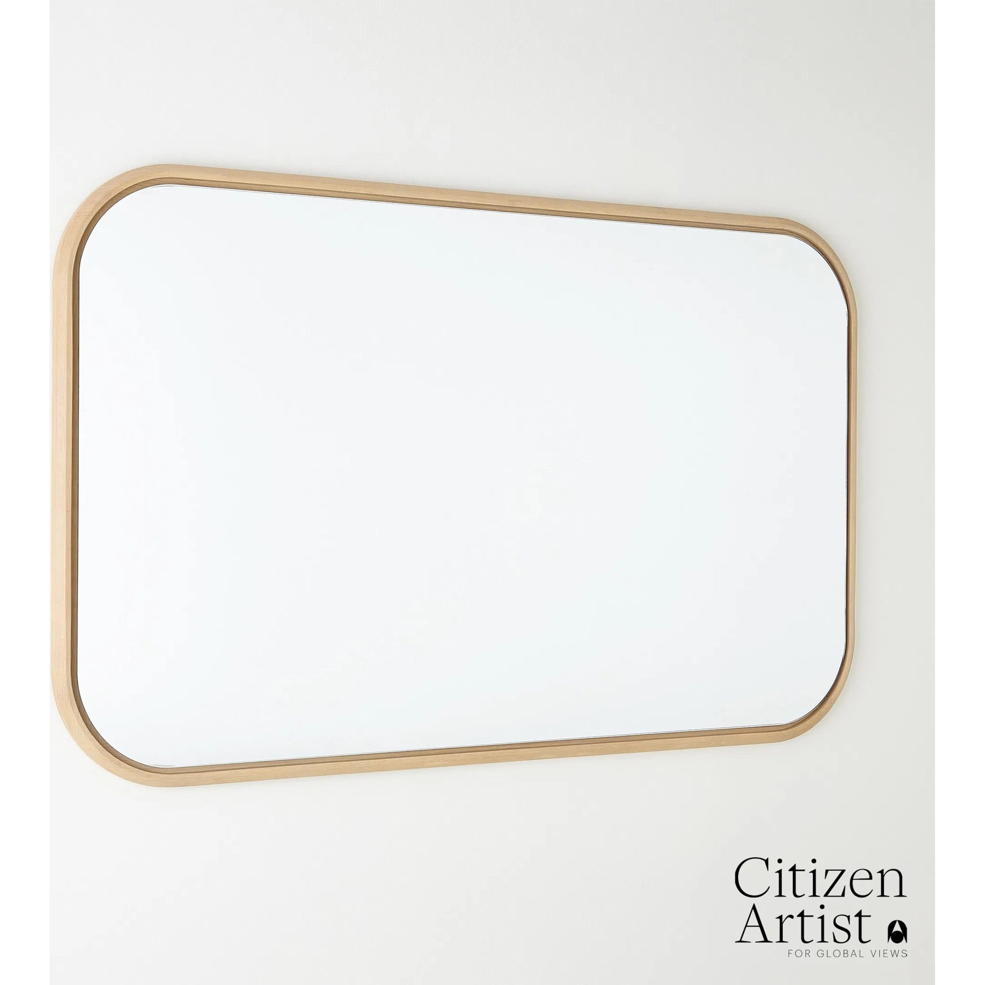 Narkissos Mirror by Global Views in white, red and oak. Made from unique in a transitional style.