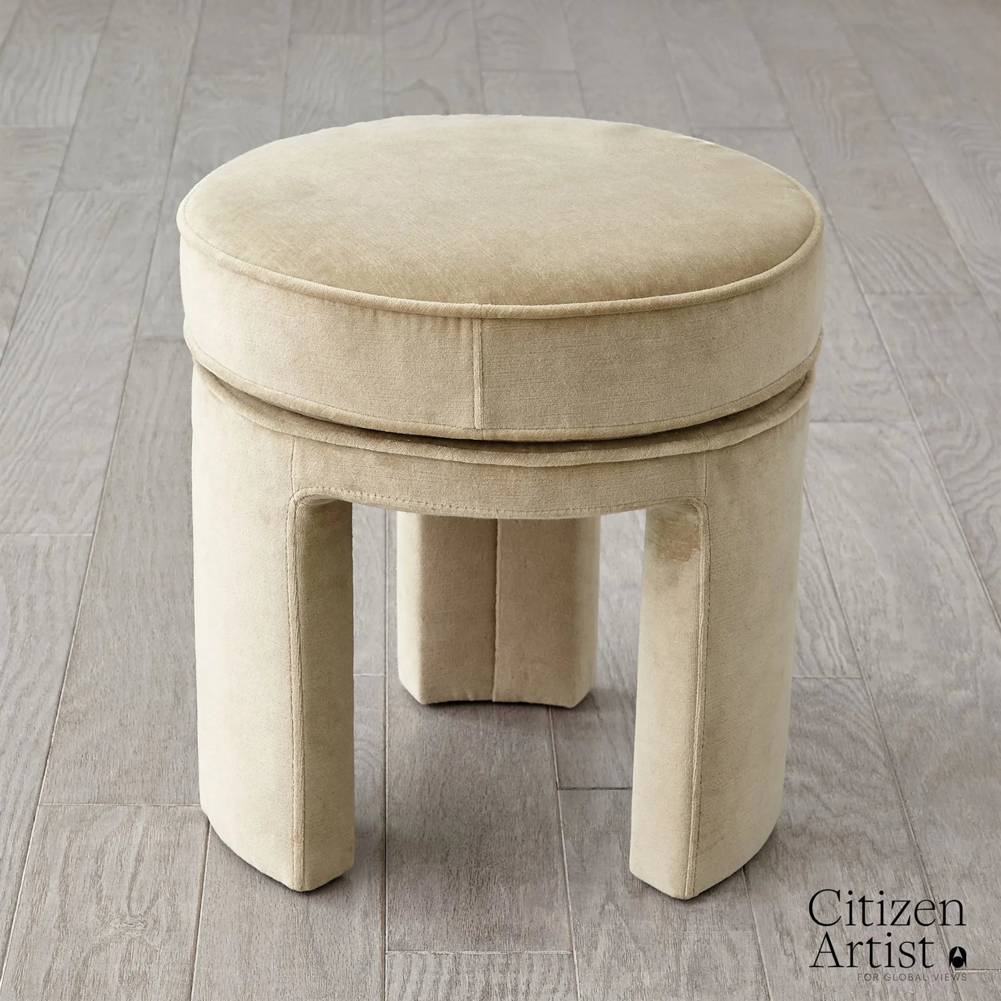 Papu Beige Stool by Global Views in beige. Made from unique in a transitional style.