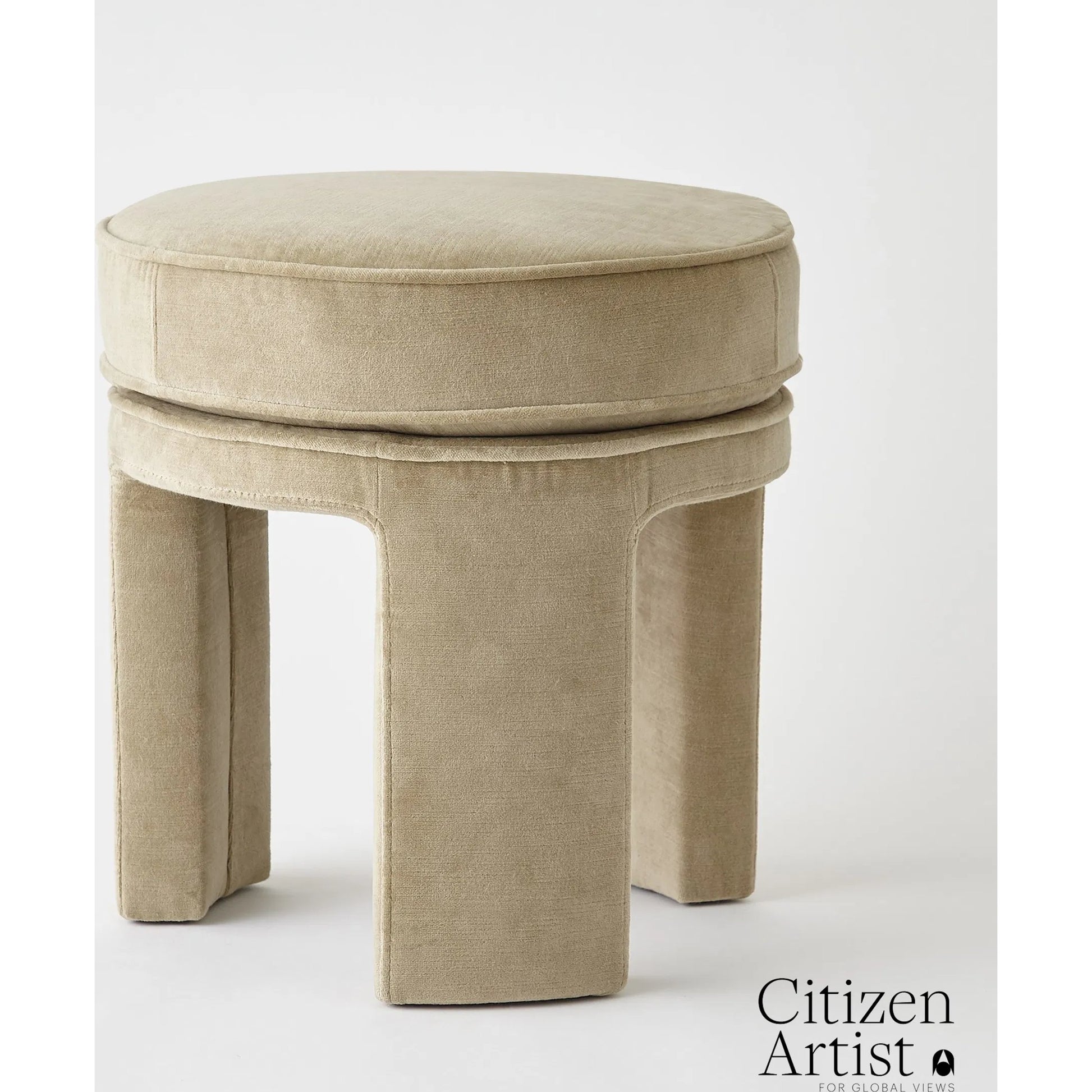 Papu Beige Stool by Global Views in beige. Made from unique in a transitional style.