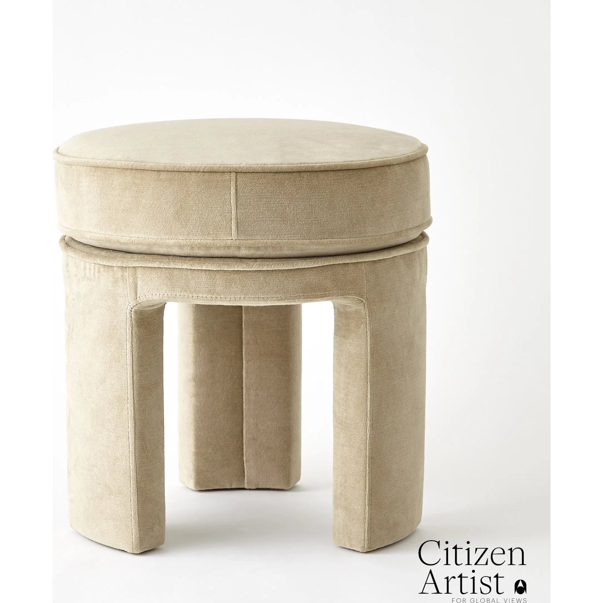 Papu Beige Stool by Global Views in beige. Made from unique in a transitional style.