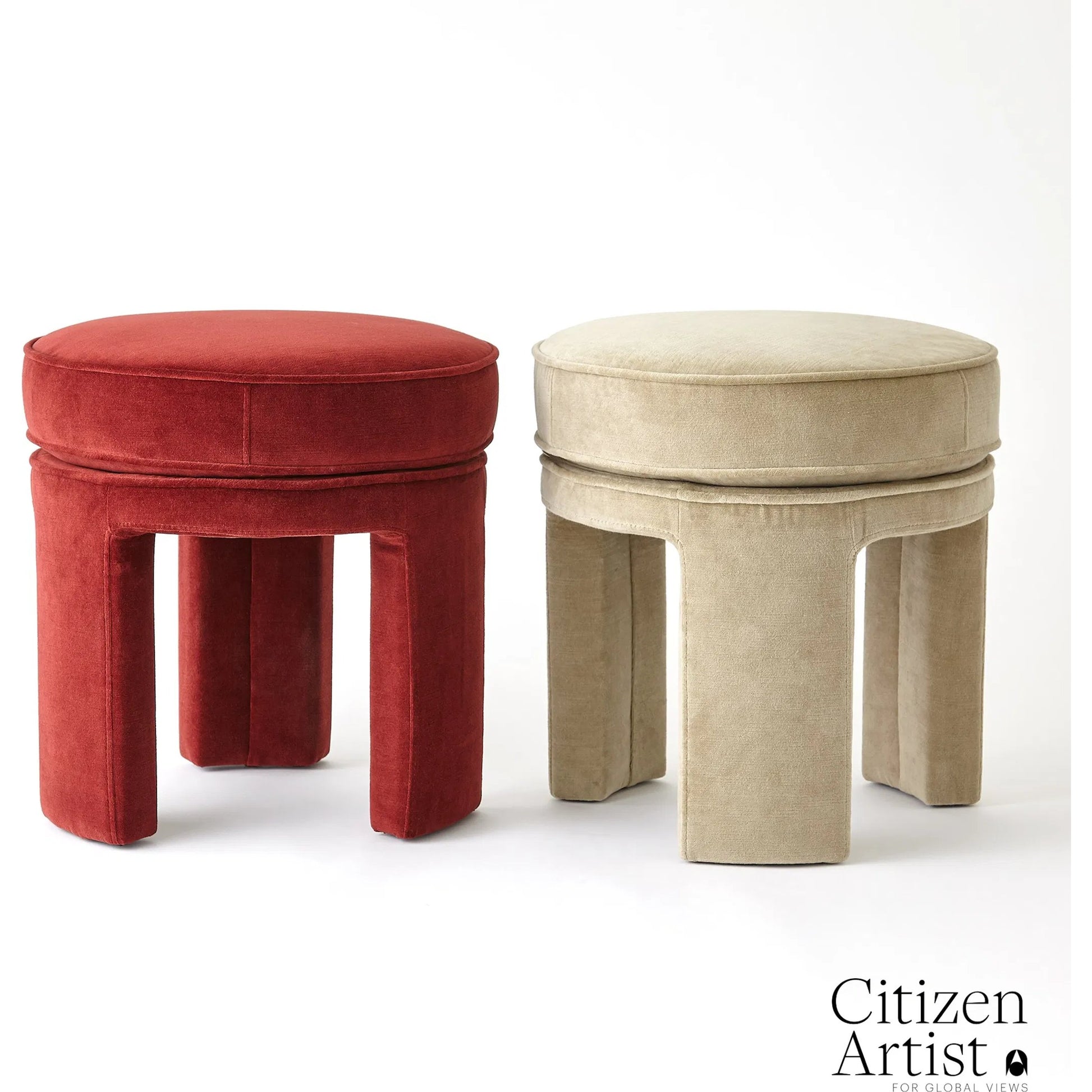 Papu Beige Stool by Global Views in beige. Made from unique in a transitional style.