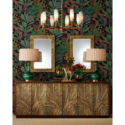 Lamartine Table Lamp by Currey and Company in green, antique brass. Made from glass, metal in a modern style.