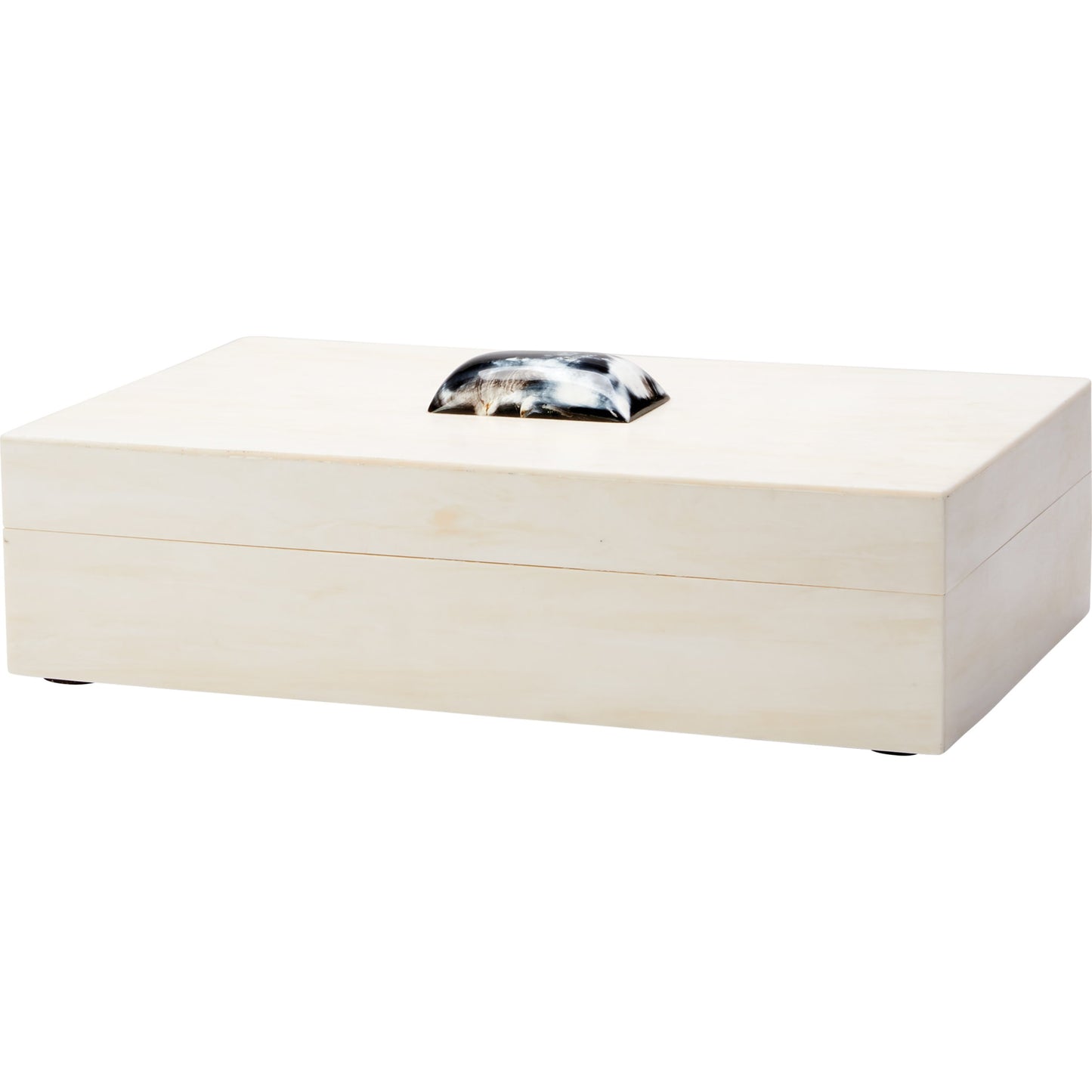 001 SR-707869 | Primary Silo | Constantine Box by Jamie Young in cream resin with horn accent. Made from resin on mdf, horn in a modern style.