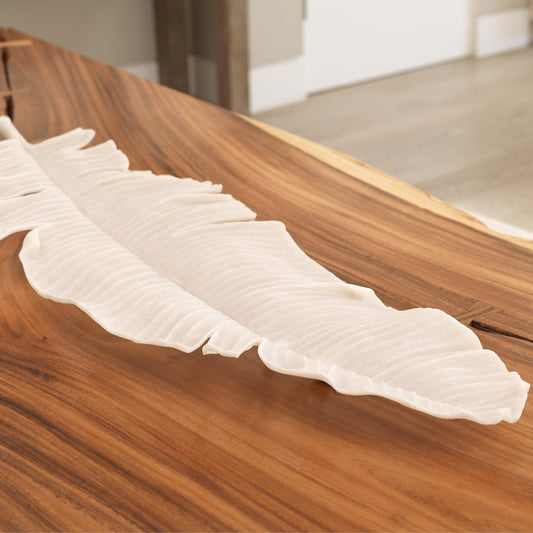 Feather Object by Jamie Young in off white. Made from polyresin in a transitional style.