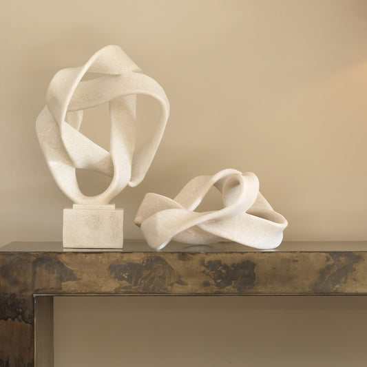 Intertwined Object on Stand by Jamie Young in off white. Made from polyresin in a eclectic & global style.