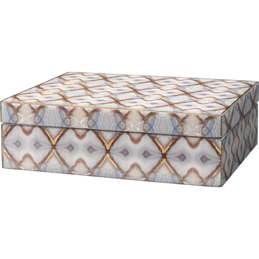 Kaleidoscope Box by Jamie Young in kaleidoscope box interior: light gray blue to match exterior. Made from mdf in a eclectic & global style.