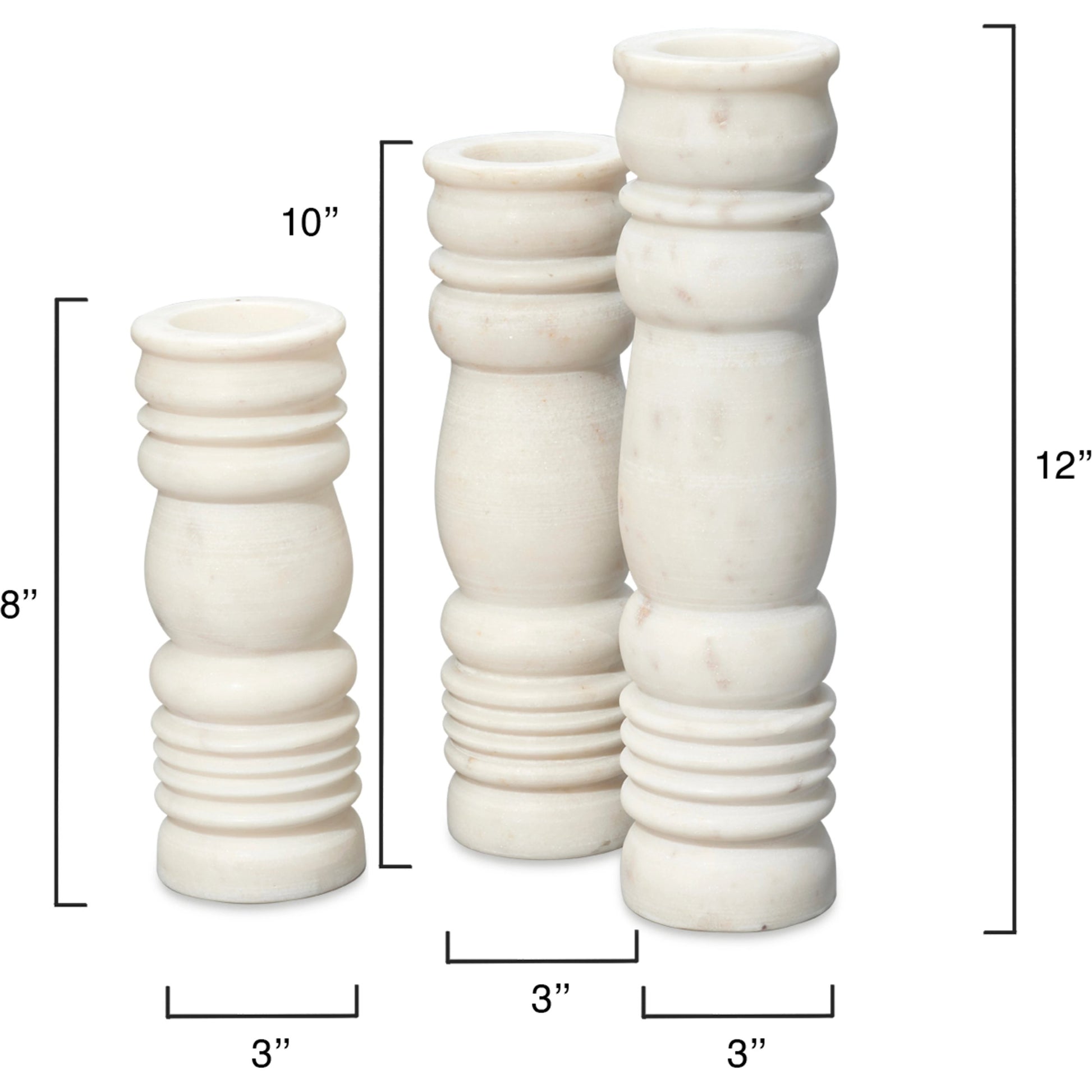 Monument Candlesticks by Jamie Young in white. Made from marble in a modern style.