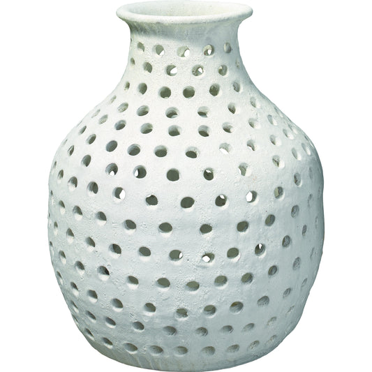 Porous Vase by Jamie Young in matte white ceramic. Made from ceramic in a eclectic & global style.