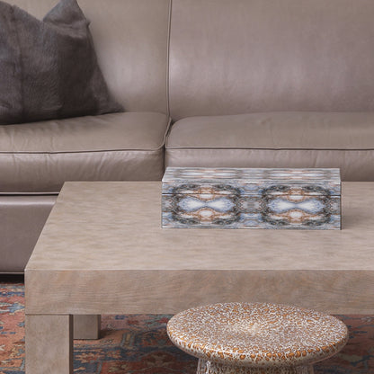 Rorschach Long Box by Jamie Young in indigo blue lacquer. Made from mdf in a eclectic & global style.